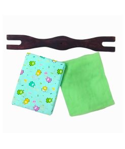 Cradle Cloth with Neem Wood Separator and Mosquito Net Pack of 3 Green 0-2 Years