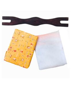 Cradle Cloth with Neem Wood Separator and Mosquito Net Pack of 3 Orange 0-2 Years